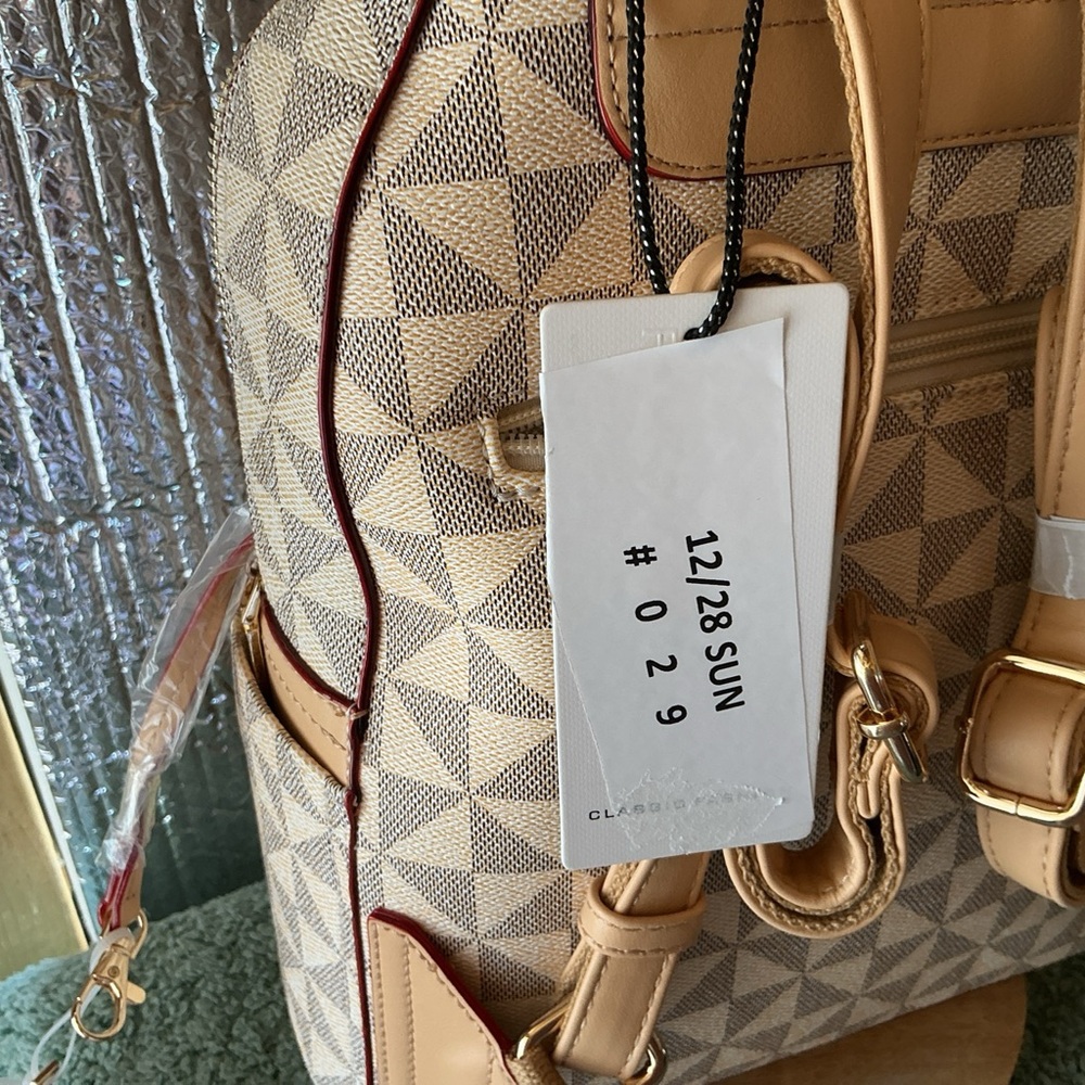 Geometric Pattern Backpack with Wallet NWT - image 6